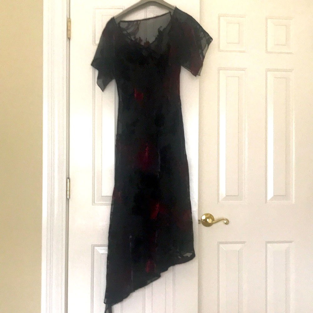 Black Velvet Detail Party Dress